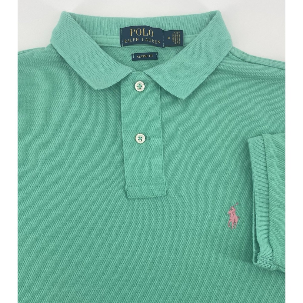 Polo Ralph Lauren Polo Shirt Men Medium Green Classic Fit Golf Old Money Coastal